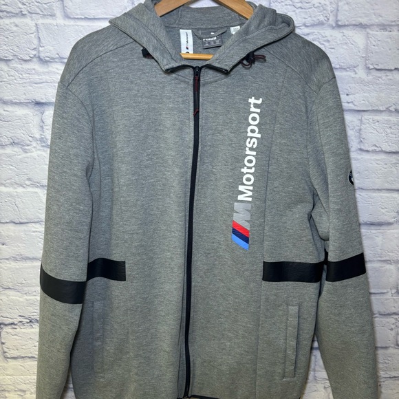 Puma Men's BMW Motorsport Hooded Sweat Jacket Gray Full Zip - Size XXL - Picture 8 of 16